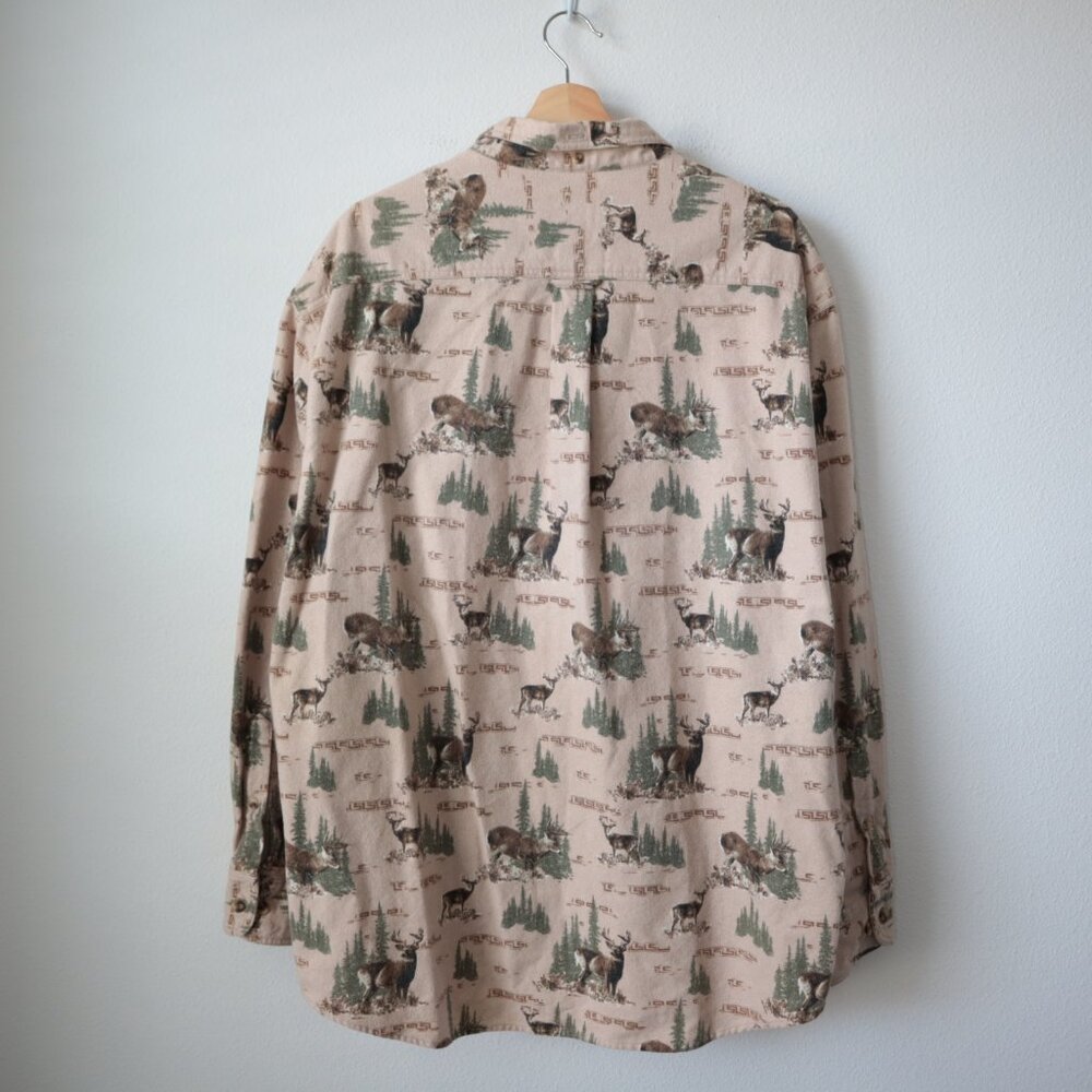 Cabela's All Over Print Deer Buck Flannel Button Down Shirt | L - Picture 5 of 5